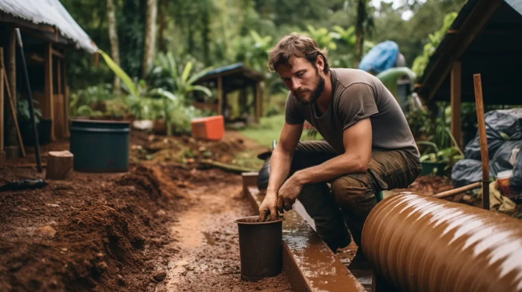A man working outside at his homestead