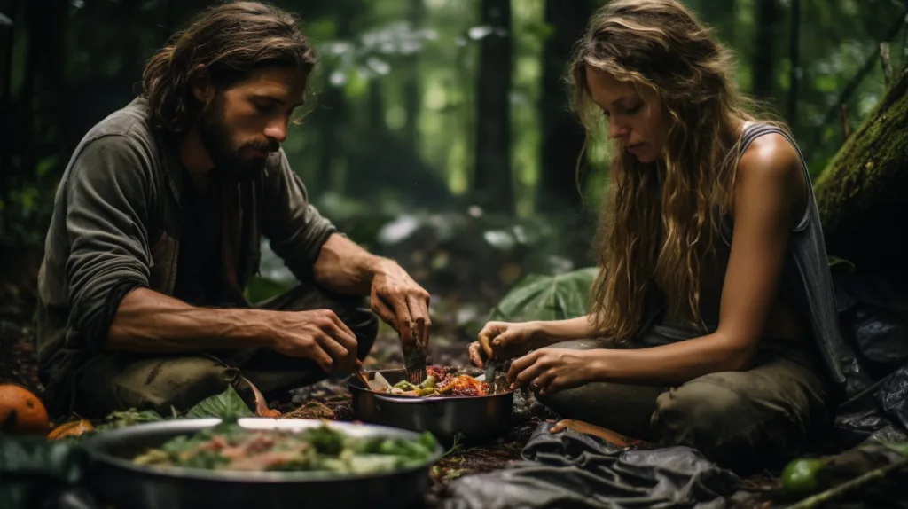 A couple practicing Basic Survival Skills