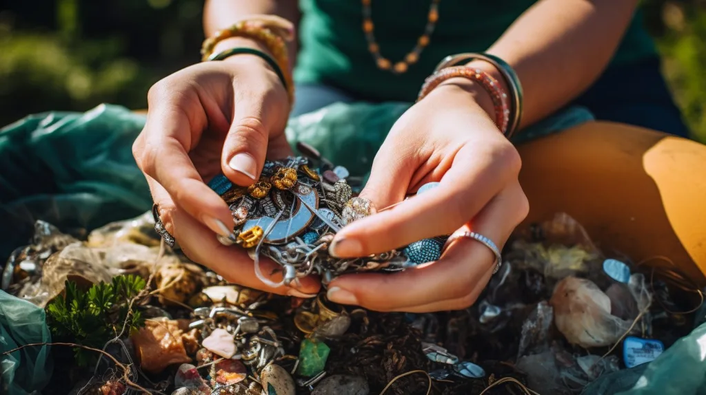 A woman's hands sorting through trash