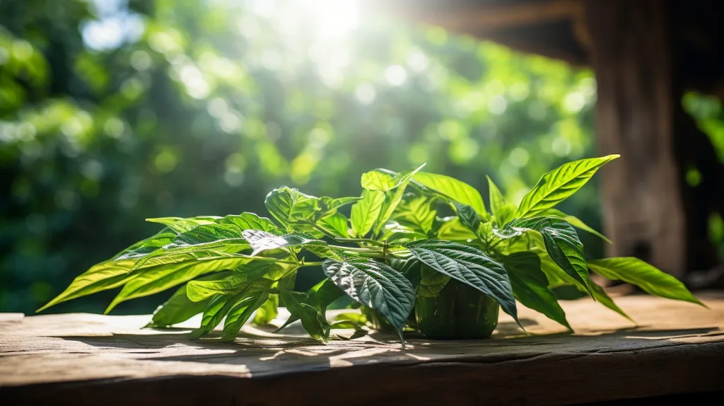 Ginseng on wooden table