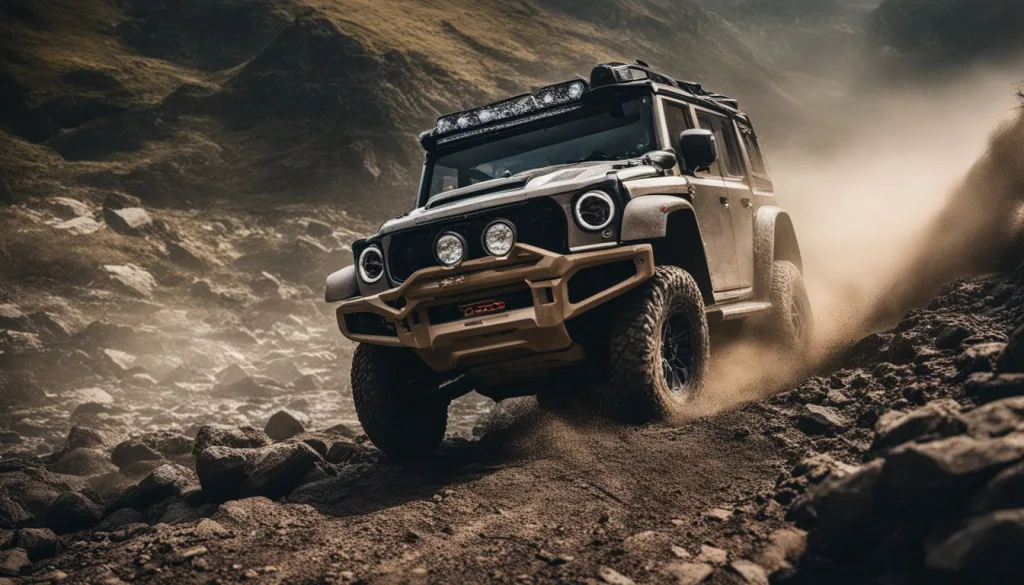 An off-grid vehicle exploring off-grid terrain