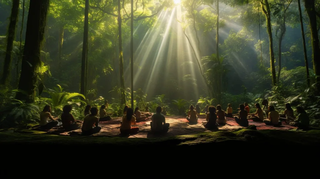A collection of community members practicing yoga 