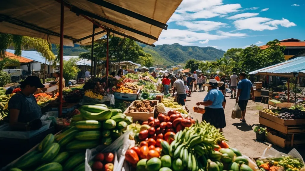 A community market selling fresh produce