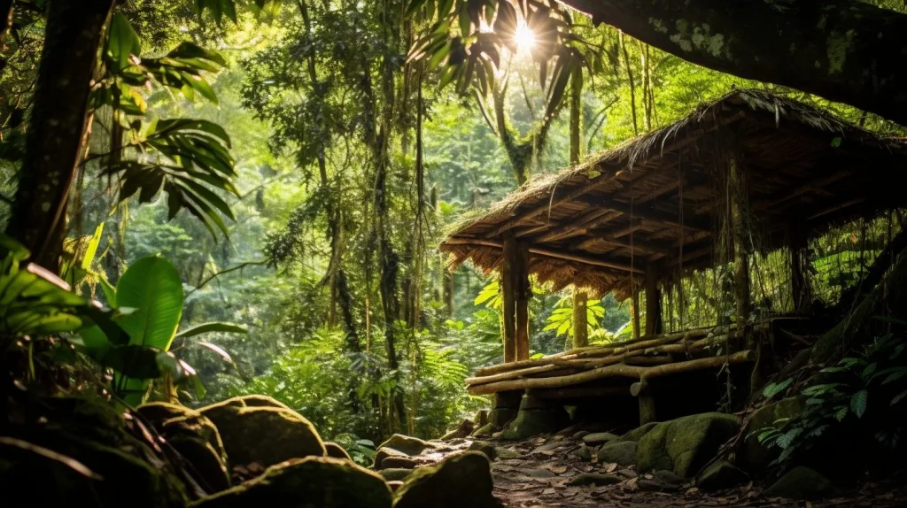 A temporary shelter in the rainforest