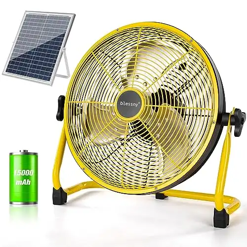 Blessny 14" Battery Operated Fan with 20W Solar Power