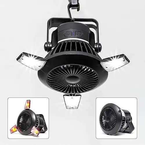 BUSYPIGGY Solar Camping Fan with LED Lantern
