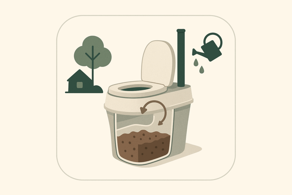 Editorial illustration for How to Choose the Right Composting Toilet for an Off-Grid Home, section 1.