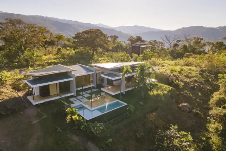 Lot 100 Las Vistas Alegria Village — open-concept living area with jungle views, San Mateo Costa Rica